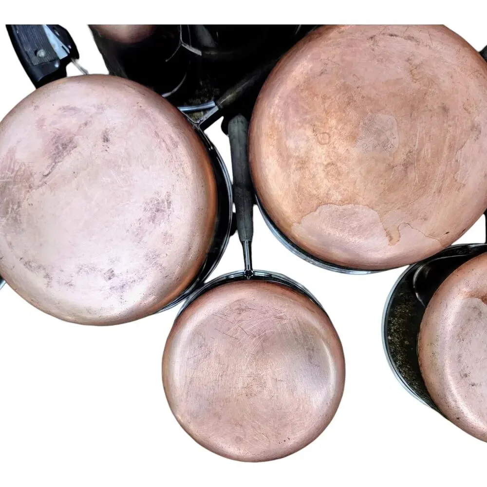 Revere Ware Vintage Copper Bottom Pots And Pans 16 Piece Stainless Cookware Lot
